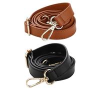 Lot de 2 sangles à bandoulière en cuir pour femme - Bandoulière réglable - Bretelles spaghetti en cuir (noir et marron)