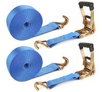 Lot de 2 Sangles à cliquet de 5,1 cm Robustes à cliquet de 6,1 m avec Double Crochet en J, résistance à la Rupture de 3 628,7 kg, Sangles à cliquet pour Camion, remorque, Kayaks, Toit de Voiture