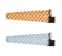 Lot de 2 sangles de bagage à carreaux orange Buffalo Carreaux bleu bleuet, longues ceintures portables réglables pour garder la valise en sécurité pour homme et femme, voyage, école, voyages