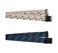 Lot de 2 sangles de bagage à carreaux vintage Buffalo bleu noir longues ceintures réglables pour garder la valise sécurisée pour les voyages et les valises à main