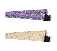 Lot de 2 sangles de ceinture de bagage à carreaux Buffalo Lapins Happy Easter Jaune Tournesol Plaid Portable Réglable Ceinture de sécurité pour valise/sac à main Accessoires de voyage