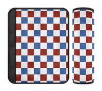 Lot de 2 sangles de ceinture de sécurité à carreaux rouges et bleus pour le 4 juillet, libère le stress sur votre cou et vos épaules, coussin d'épaule pour siège de voiture, camion, avion, sac à dos