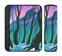 Lot de 2 sangles de ceinture de sécurité Dreamy Black Trees Green Pink Light pour plus de confort de conduite, housse de siège de voiture pour sac à dos