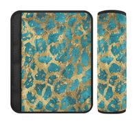 Lot de 2 sangles de ceinture de sécurité rembourrées pour sac à dos, camion, avion - 25,4 x 19,6 cm - Imprimé léopard bleu doré