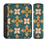 Lot de 2 sangles de ceinture de sécurité vintage Motif floral Bleu sarcelle