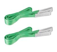 Lot de 2 sangles de levage robustes en polyester de 2 m - Résistance maximale de 1 999,9 kg - Boucle plate pour hisser et tirer (2T)