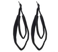 Lot de 2 sangles de pied de Pilates à double boucle pour réformer - Bande d'exercice en toile de coton avec boucle en D pour la maison, le fitness, la gym, l'entraînement Noir