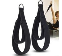 Lot de 2 sangles de reformage à double boucle pour yoga et pilates, sangles de pied avec bandoulière pour une utilisation en nylon et coton