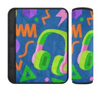 Lot de 2 sangles de siège de voiture rétro colorées avec formes géométriques pour libérer le stress sur votre cou et vos épaules pour berline funda para cinturón de carro