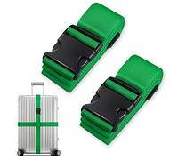 Lot de 2 sangles de valise, sangles de bagage, sangles de valise, identification personnalisée, sangles de voyage, réglables et antidérapantes, vert gazon
