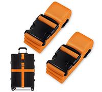 Lot de 2 sangles de valise, sangles de bagage, sangles de valise, identification personnalisée, sangles de voyage, réglables et antidérapantes, orange