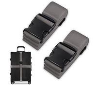 Lot de 2 sangles de valise, sangles de bagage, sangles de valise, identification personnalisée, sangles de voyage, réglables et antidérapantes, grises