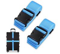 Lot de 2 sangles de valise, sangles de bagage, sangles de valise, identification personnalisée, sangles de voyage, réglables, antidérapantes (bleu, lot de 2 pièces)