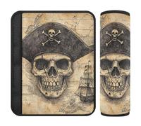 Lot de 2 sangles d'épaule pour ceinture de sécurité Motif carte au trésor Pirates Pour plus de confort Conduite pour avion funda para cinturón de carro