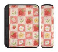 Lot de 2 sangles d'épaule rembourrées avec motif de fraise rouge pour voiture