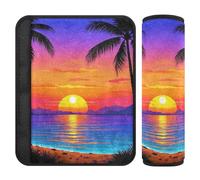 Lot de 2 sangles d'épaule Sunset Coconut Beach Summer - Protège votre cou et vos épaules - Protection de ceinture de sécurité pour la plupart des voitures
