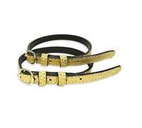 Lot de 2 sangles d'éperons en cuir pour éperons - Sangle de rechange réglable - Maintien parfait - Doré pailleté