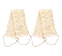 Lot de 2 sangles exfoliantes pour le dos en coton et lin beige, 25,6 x 4,7 in, double face pour la douche, lavage avec fort pouvoir d’élimination des impuretés, sensation fraîche sur la peau