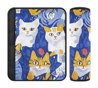 Lot de 2 sangles rembourrées pour ceinture de sécurité Chats américains Chic American Cats Bleu roi Protège votre cou et vos épaules pour avion
