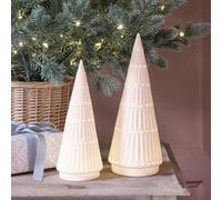 Lot de 2 Sapins Lumineux en Céramique à LED Blanc Chaud