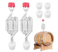Lot de 2 sas de fermentation, sas de brassage en plastique, valve de fermentation, soupape d'échappement, grille d'aération pour fabrication de bière, bouchon réutilisable pour fermentations de vin