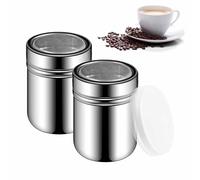 Lot de 2 Saupoudreuse Cacao, Saupoudreuse Sucre Glace, Tamis Farine, Saupoudreuse en Inox, Sucrier en Poudre Duster, Adapté pour le Cacao en Poudre, le Poivre, le Paprika, etc