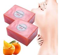 Lot de 2 savons à l'acide kojique orange, savon nettoyant éclaircissant pour la peau, citron curcuma et acide kojique, anti-taches sombres pour le corps et le visage
