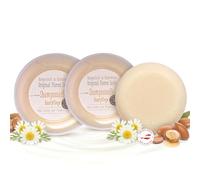 Lot de 2 savons à shampooing rond de 100 g - Savon pour cheveux solide avec lait de bre iologique, huile d'argan, extrait de camomille, glycérine et lanoline - Sans silicone - Fabriqué en Autriche