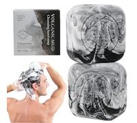 Lot de 2 savons au charbon de bois 100 g nettoyant visage à l'argile volcanique pour l'acné ingrédients naturels savon barre nettoyante au charbon hydratant et anti-sébum pour hommes et femmes