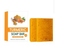 Lot de 2 savons au citron et au curcuma - Savon éclaircissant bio pour le visage et le corps - Savon au miel avec bienfaits anti-acné - Bâton de nettoyage pour tous les types de peau - Peau sensible