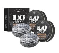Lot de 2 savons noirs pour cheveux - Savon noir naturel pour couvrir et entretenir les cheveux gris - Savon hydratant pour hommes, nettoyage en profondeur et contrôle de l'huile, pour l'entretien