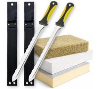Lot de 2 scies d'isolation professionnelles dentelées en acier inoxydable pour isolation de grenier, laine de roche, polystyrène et panneau de mousse PIR/XPS - Poignée ergonomique à deux composants