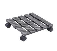 Lot de 2 scooters pour plantes - Gris - WPC - 30 x 30 x 7,5 cm - Avec roulettes pivotantes à 360° et freins - Charge maximale : 100 kg - Pour balcon, terrasse, jardin et intérieur