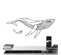 Lot de 2 sculptures murales en métal - Décoration murale en forme de baleine esthétique - Décoration d'intérieur moderne - Décoration de maison - Décoration créative pour les magasins et les cafés