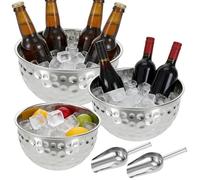 Lot de 2 seaux à glace en acier inoxydable avec pelle et pince de grande capacité pour vin, champagne, bière, cocktails, boissons
