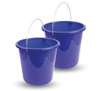 Lot de 2 seaux de ménage de 10 l - En plastique robuste - Convient à un usage alimentaire - Sans BPA - Fabriqué dans l'UE (bleu foncé)