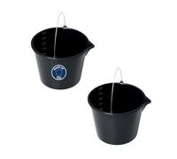Lot de 2 seaux noirs gradués et bec verseur, 16 l, en plastique robuste, avec anse - Seau de nettoyage, seau à eau, à ciment, pour chantier, jardin et maison - Lot de 2 (2, 16 l)