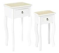 Lot de 2 sellettes avec tiroir en MDF Victoria Blanc G