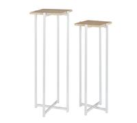 The Home Deco Factory Sellette Loka métal et bois blanc – Lot de 2