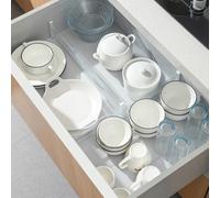 Lot de 2 séparateurs de tiroir extensibles avec planche de séparation réglable pour vêtements et couverts, ensemble d'organiseurs de tiroir transparents (T blanc)