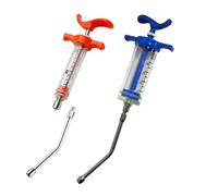 Lot de 2 seringues d'alimentation avec 2 buses de rinçage, dosage réglable, seringues réutilisables pour petits animaux, nouveau-nés, animaux domestiques, petits moutons, cochons, chiens, chats