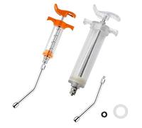 Lot de 2 seringues d'alimentation avec 2 buses de rinçage, dosage réglable, seringues réutilisables pour petits animaux, nouveau-nés, animaux domestiques, petits moutons, cochons, chiens, chats