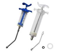 Lot de 2 seringues d'alimentation avec 2 buses de rinçage, dosage réglable, seringues réutilisables pour petits animaux, nouveau-nés, animaux domestiques, petits moutons, cochons, chiens, chats