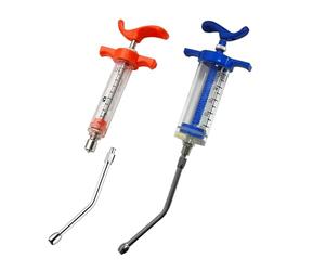 Lot de 2 seringues d'alimentation avec 2 buses de rinçage, dosage réglable, seringues réutilisables pour petits animaux, nouveau-nés, animaux domestiques, petits moutons, cochons, chiens, chats