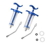 Lot de 2 seringues de chèvre réutilisables, 2 buses de pulvérisation réglables pour oiseaux, bovins, moutons, chèvres, chevaux, cochons, chiens, outil de remplissage d'eau pour animaux domestiques (XM