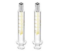 Lot de 2 seringues en verre avec bouchons, seringue en verre réutilisable Luer Lock de 5 ml, échantillon de laboratoire pour laboratoire