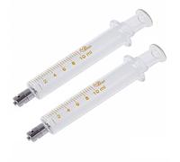 Lot de 2 seringues en verre avec capuchons, seringue en verre réutilisable Luer Lock de 10 ml, échantillon de laboratoire pour laboratoire