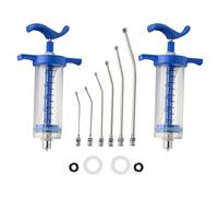 Lot de 2 seringues incurvées pour petits animaux domestiques, 6 tubes d'alimentation incurvés, tête en métal pour éviter les dommages causés par les morsures (50 ml)