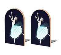 Lot De 2 Serre-Livres Ballerine Guirlande De Papillons Danseuse De Ballet Support De Livre Antidérapant en Bois pour Bibliothèque De Bureau