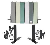 Lot de 2 serre-livres créatifs en forme de chat - En métal - 15 x 4 x 18 cm - Pour étagère, bureau, maison, école, amoureux des chats, bibliothèque